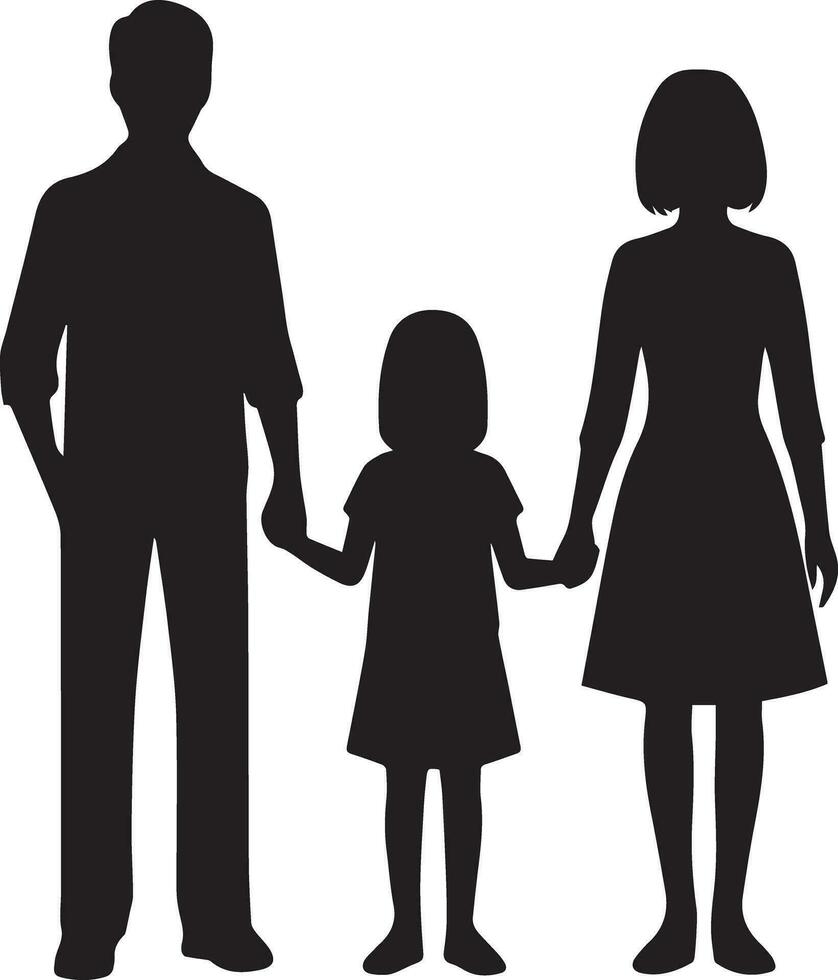 family silhouette isolated over white background editable vector illustration