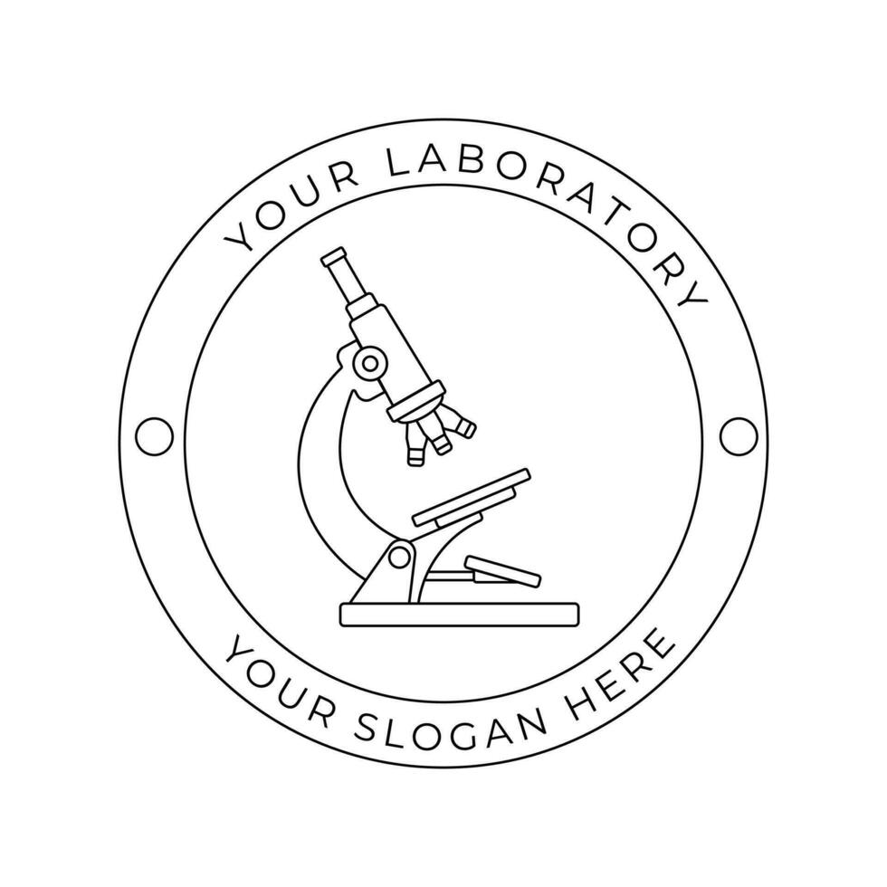 Microscope laboratory science logo, circle outline style , Consider incorporating a stylized, clean and minimalist design vector