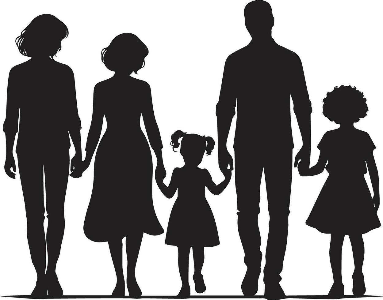 family silhouette isolated over white background editable vector illustration