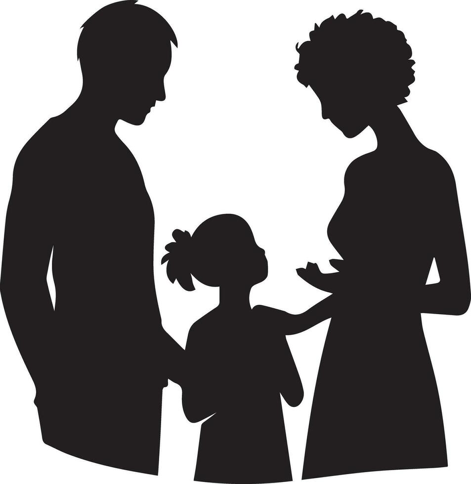 family silhouette isolated over white background editable vector illustration