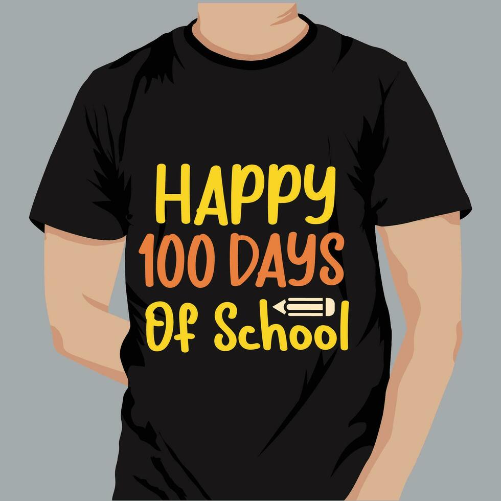 diseño de camiseta de tipografía de 100 días de escuela vector