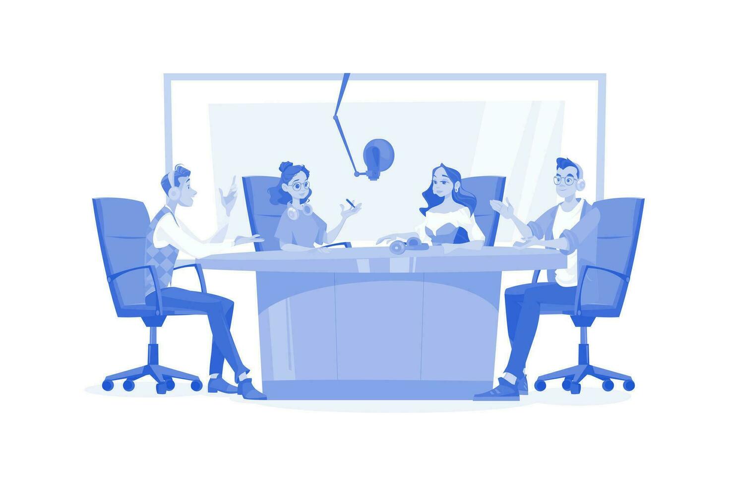 People Recording Conference Podcast vector