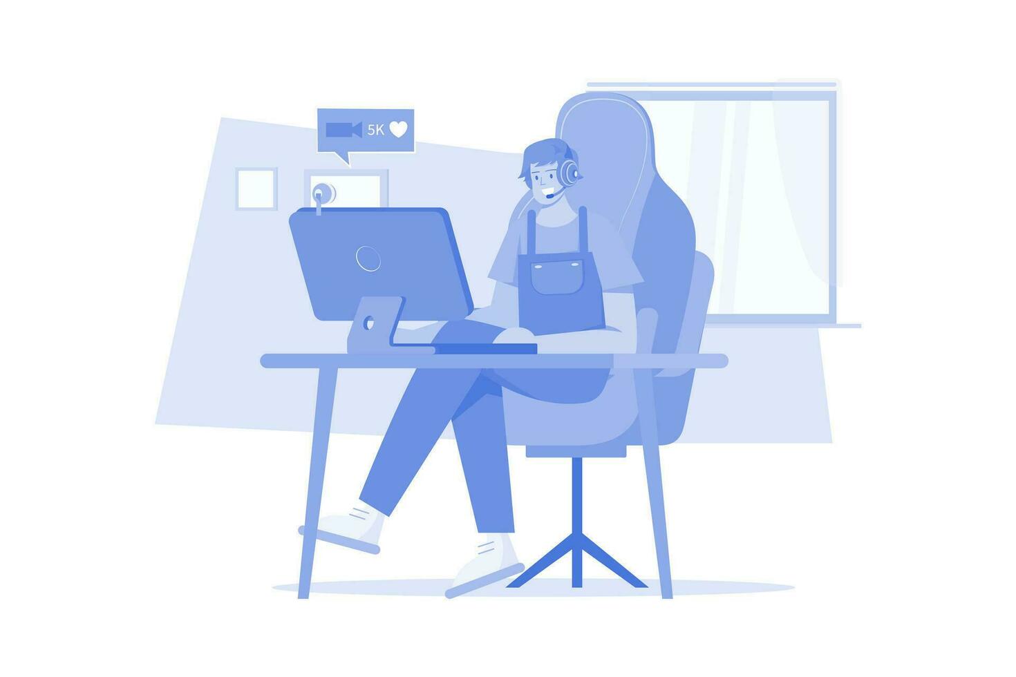 Man Streaming Live Gaming Illustration concept on a white background vector