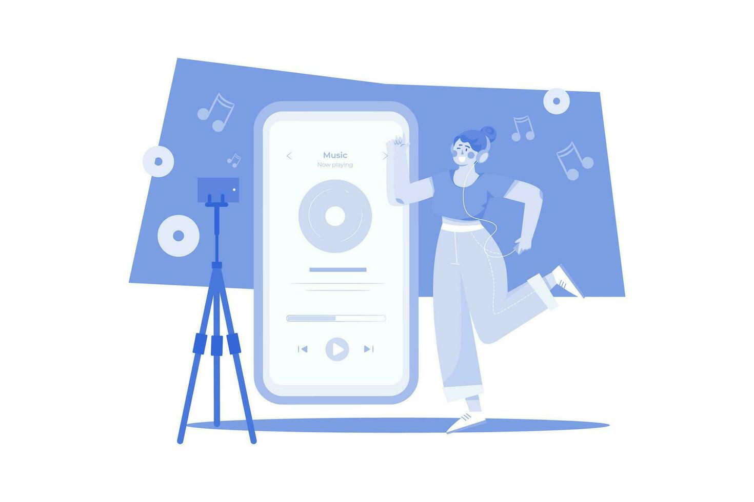Women Streaming Music Play Online vector