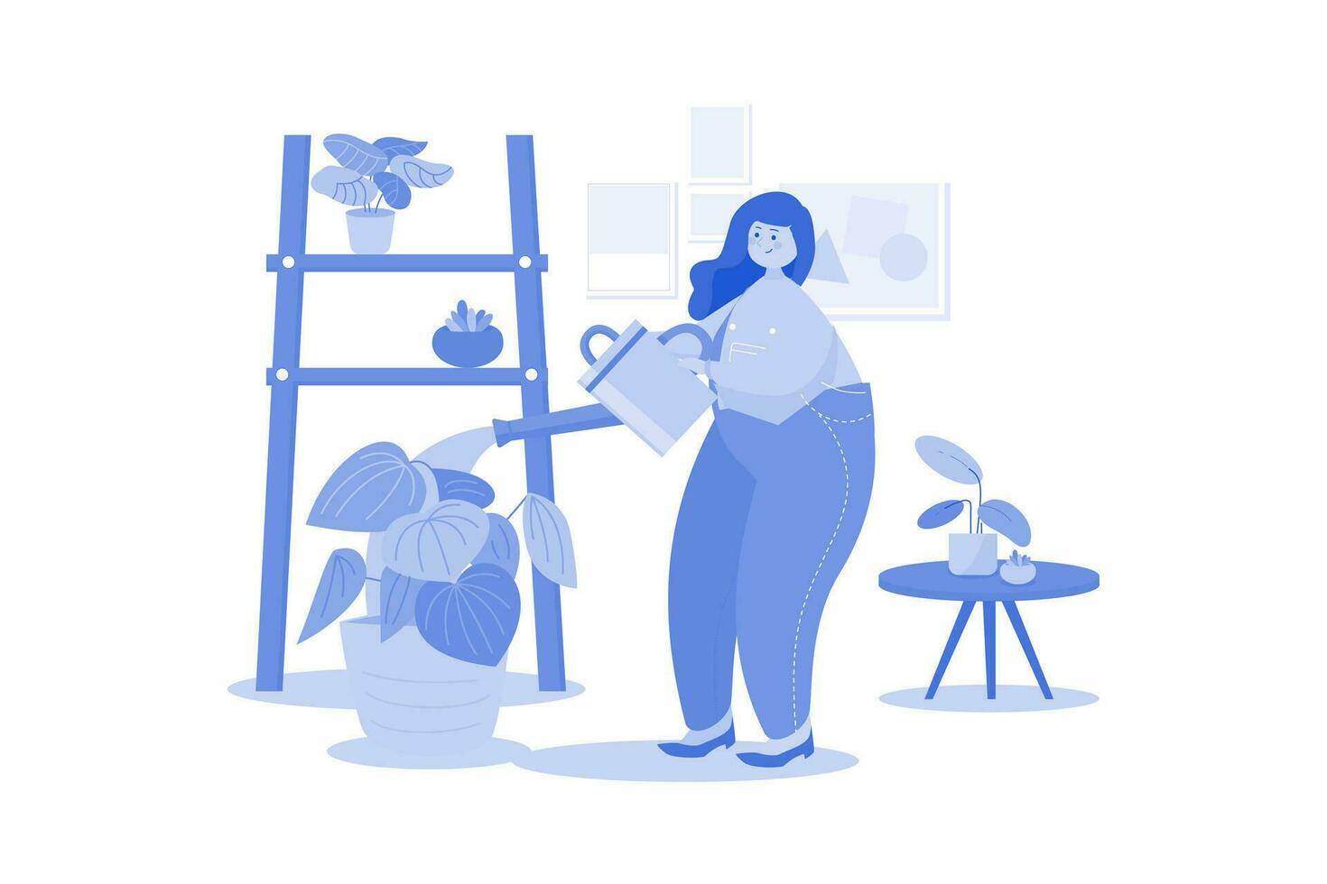 Woman caring for a houseplant vector