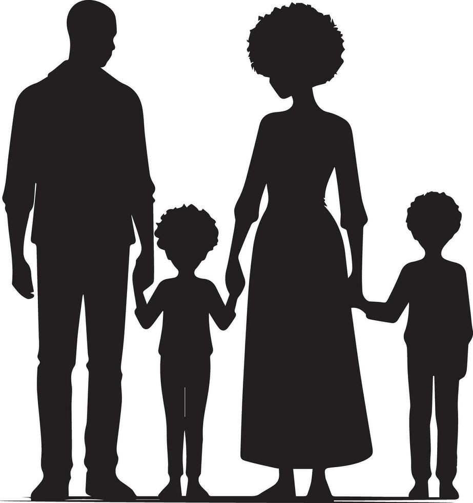 family silhouette isolated over white background editable vector illustration