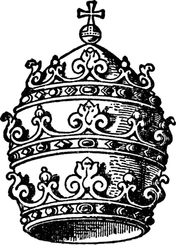 Prominent symbol of the papacy, vintage engraving. vector