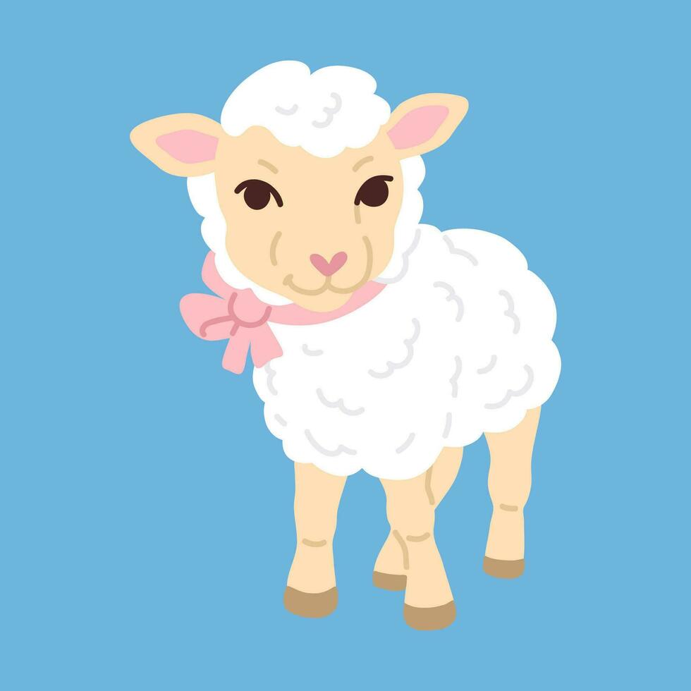 cartoon doodle lamb vector