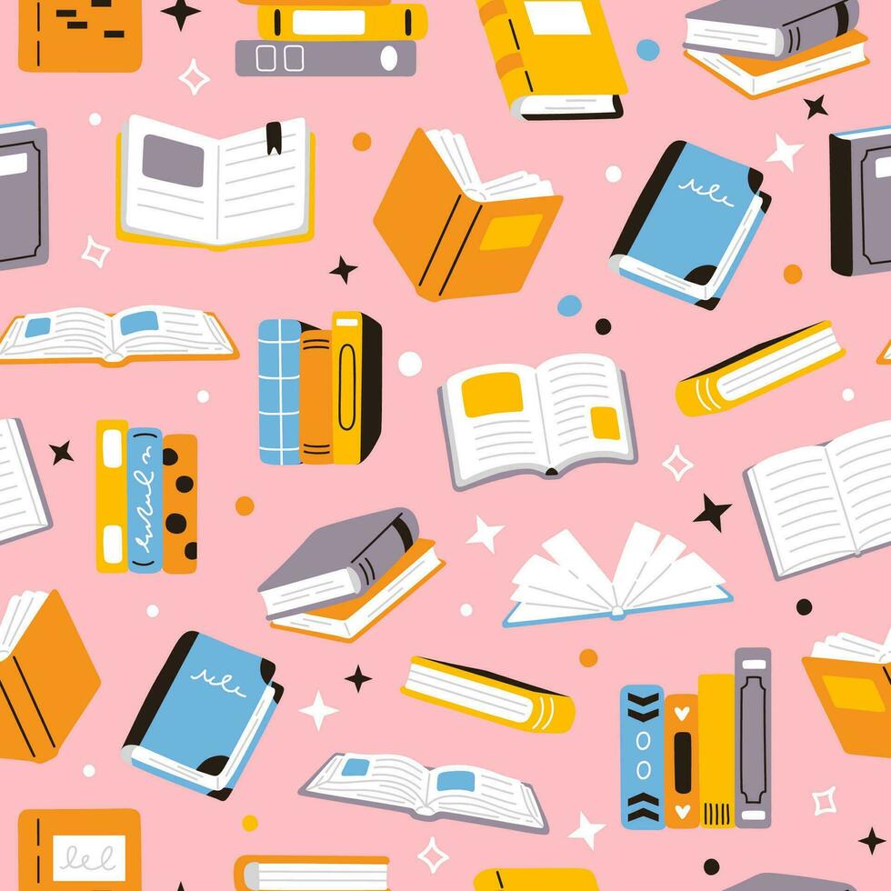 seamless background pattern with books vector