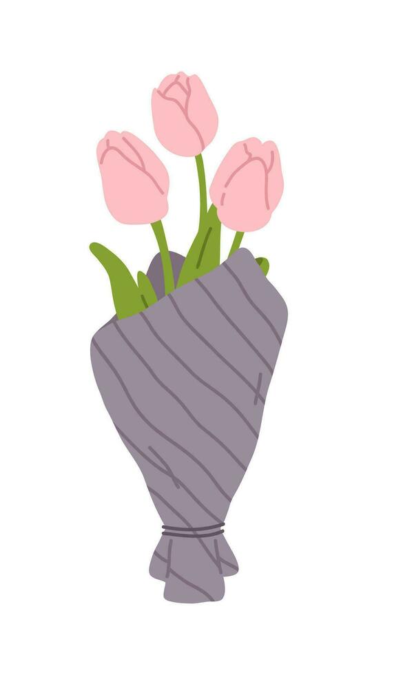 doodle bouquet with tulips vector
