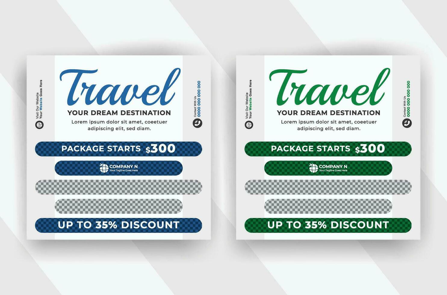 Modern adventure travel the world tour and trip social media post template for your business vector