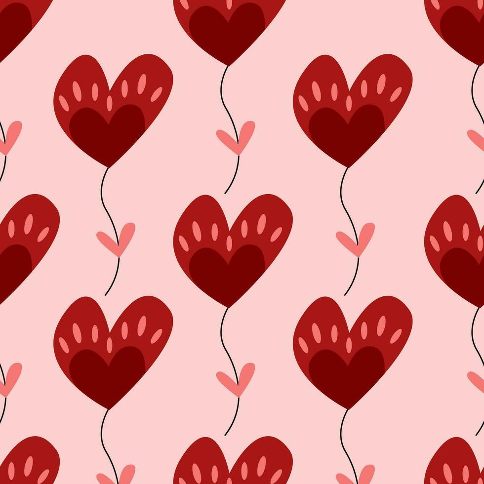 Cartoon festive season balloons and valentines hearts pattern for wrapping paper and kids clothes print and fabrics and linens and packaging vector