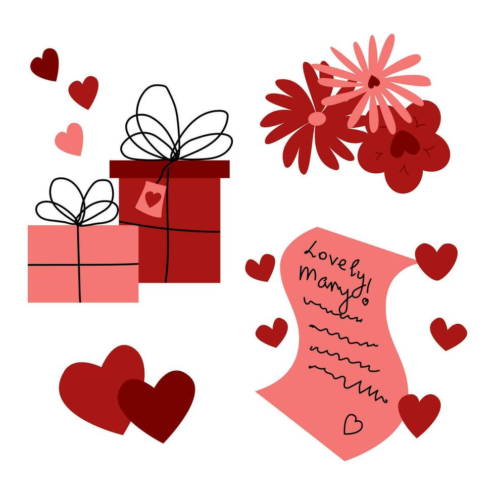 A set of Valentine's day items. Vector illustration with a set of objects