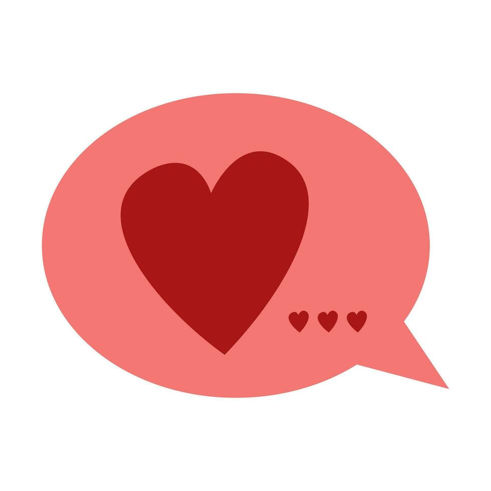 hand drawn bubble speech with red heart love inside symbol for Heart dialogue icon illustration doodle isolated vector