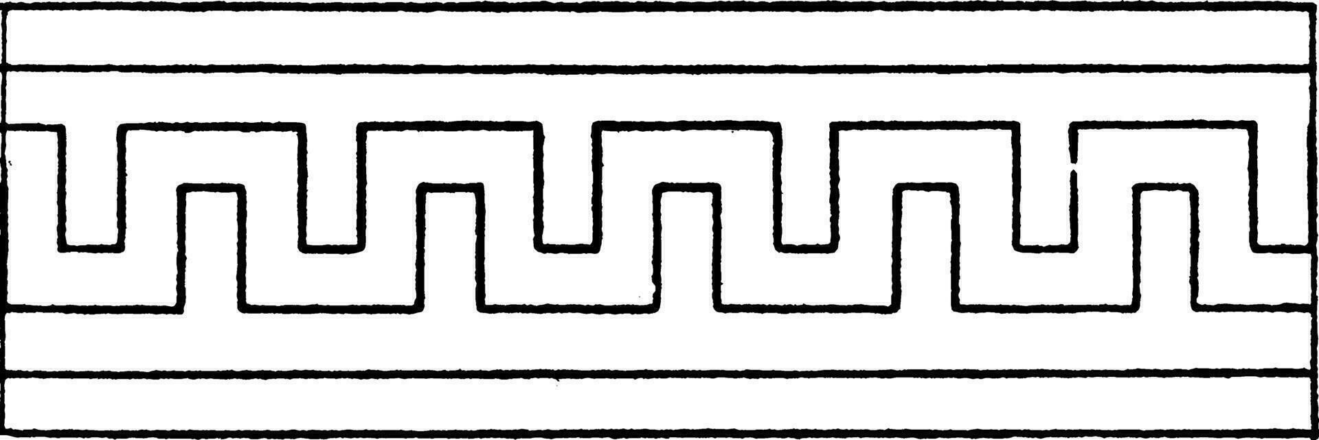 Simple Fret Band reciprocates backwards, vintage engraving. vector