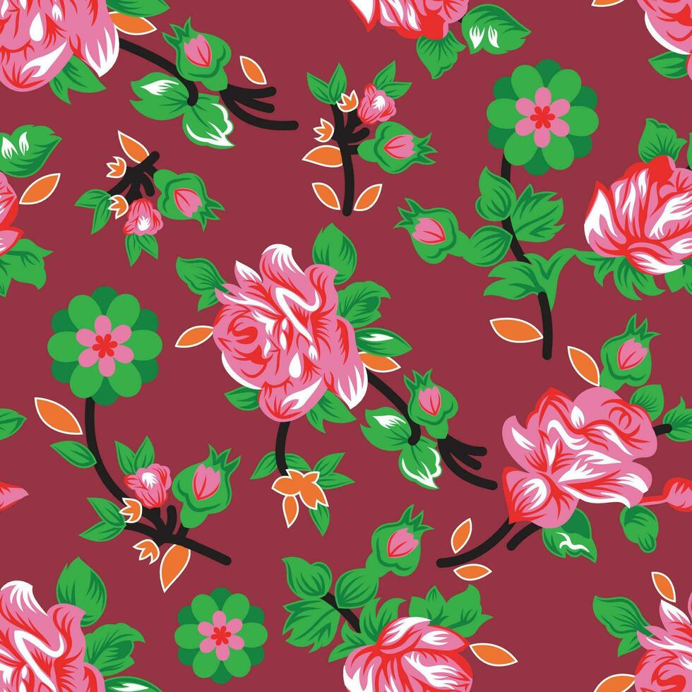 Textile print pattern design , Seamless pattern, floral design vector