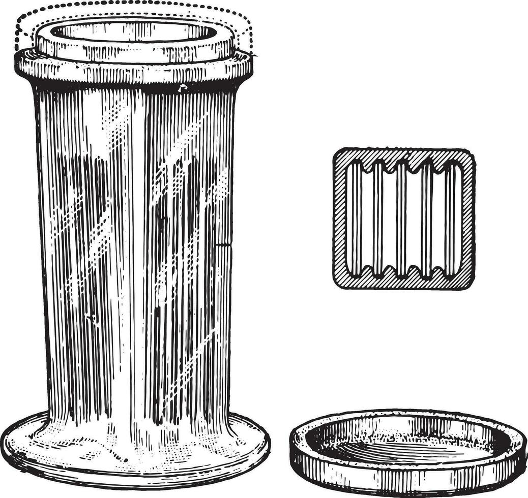 Dish for removing paraffin and corrosive sublimate and for dehydrating, vintage engraving. vector