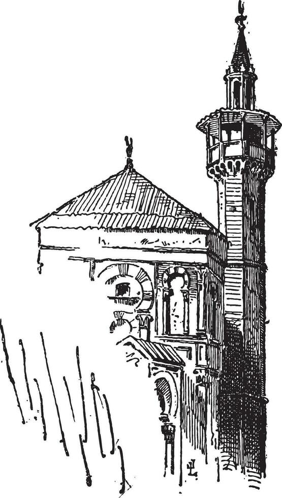 Minaret, vintage engraving vector
