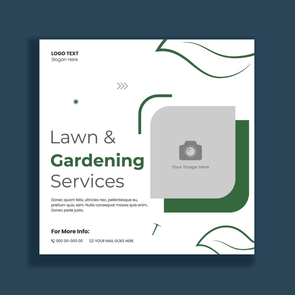 Lawn and gardening service social media banner template vector