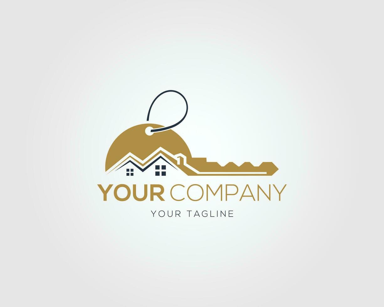 Abstract reality home key logo design vector template.