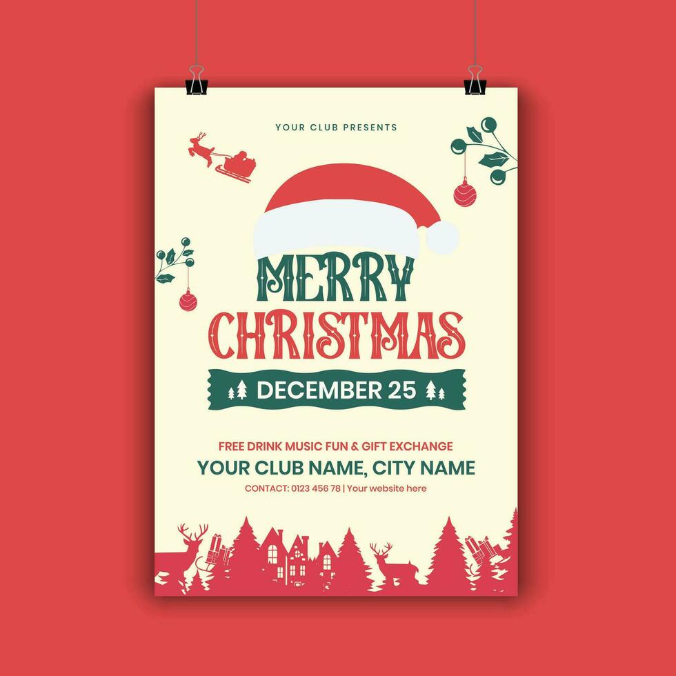 Decorative Christmas flyer design template vector