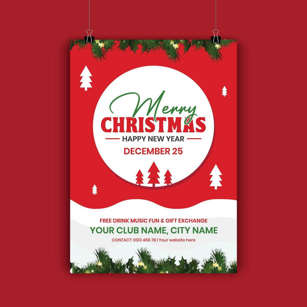 Merry Christmas flyers design template vector