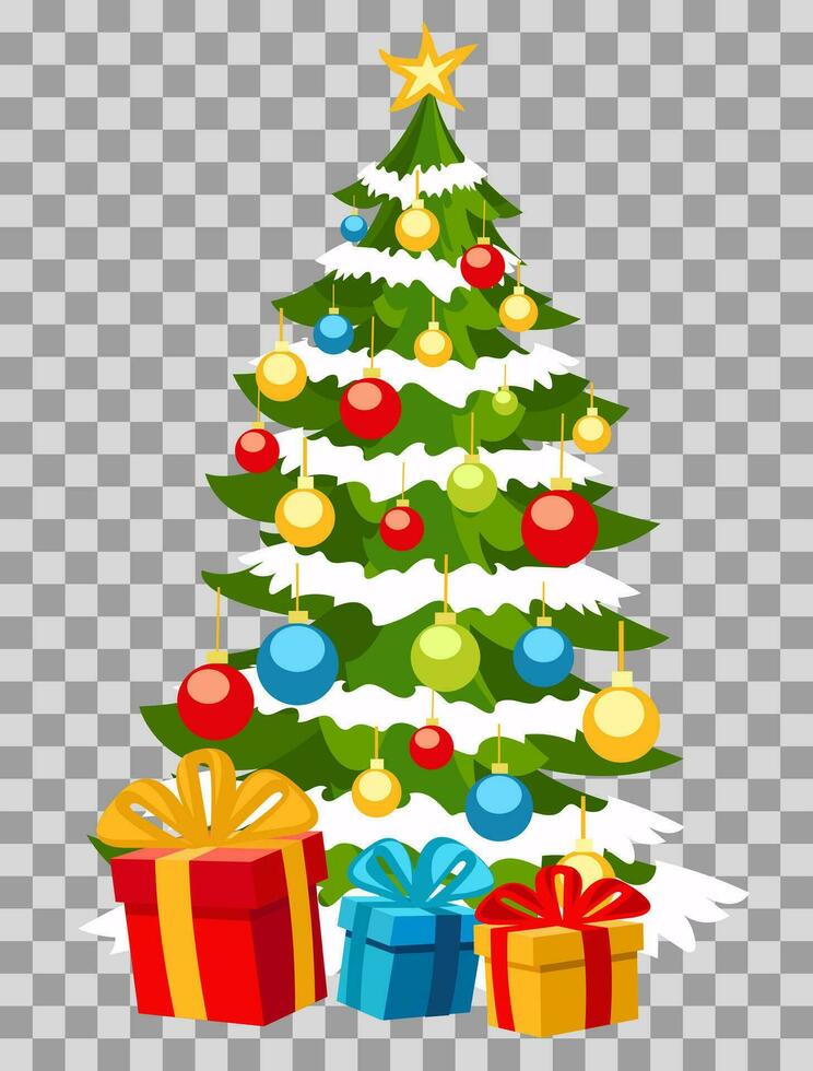Christmas tree, christmas balls. Vector illustration