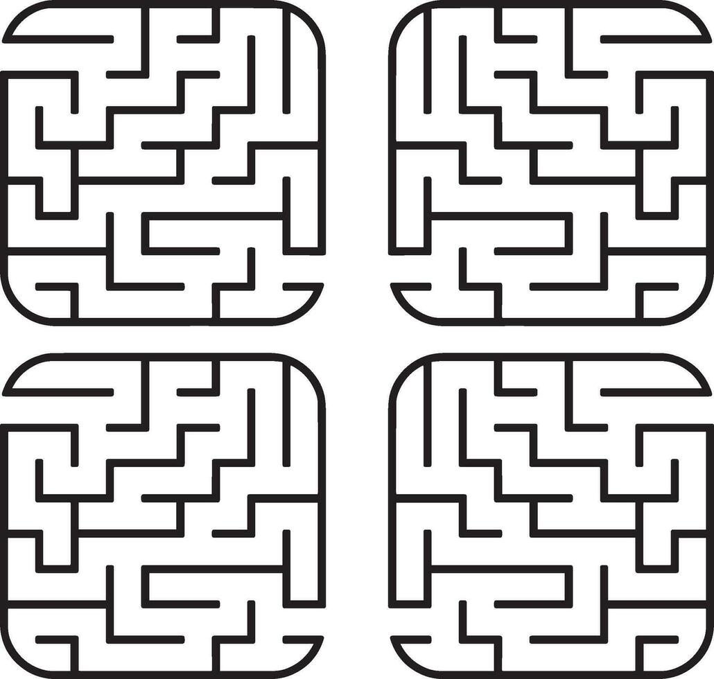 Abstract square maze. Easy level of difficulty. Game for kids. Puzzle for children. One entrances, one exit. Labyrinth conundrum. Flat vector illustration isolated on white background.