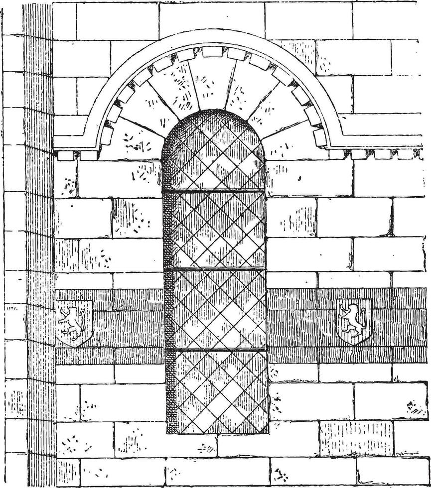 Apse of the Church in Franchesse in Auvergne, France, vintage engraving vector
