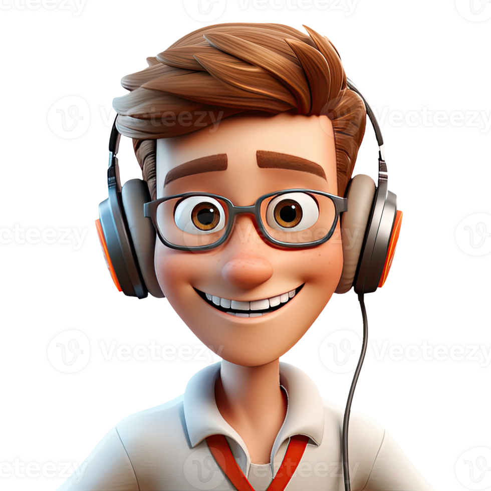 AI generated 3D Cute cartoon call center character png