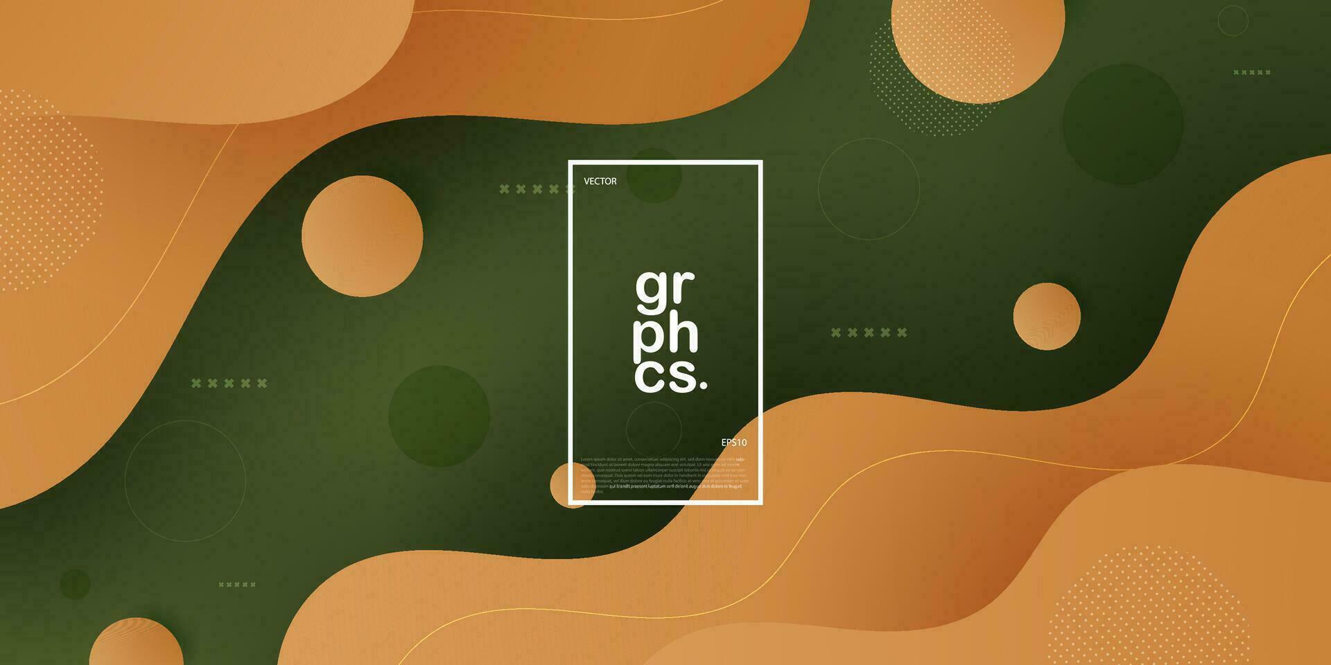 Modern dark green and brown geometric business banner design. Creative banner design with wave shapes and lines for template. Simple horizontal banner. Eps10 vector