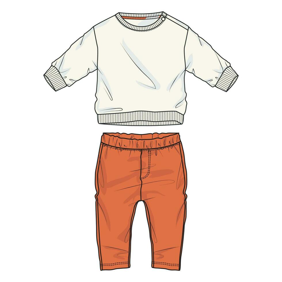 Sweatshirt with jogger sweatpants pant vector illustration template for kids