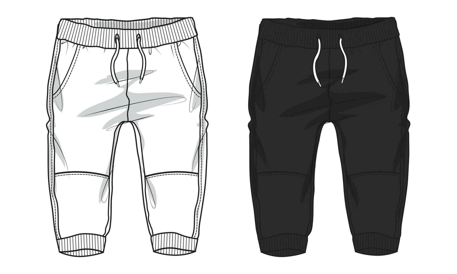Sweatpants technical drawing fashion flat sketch vector illustration