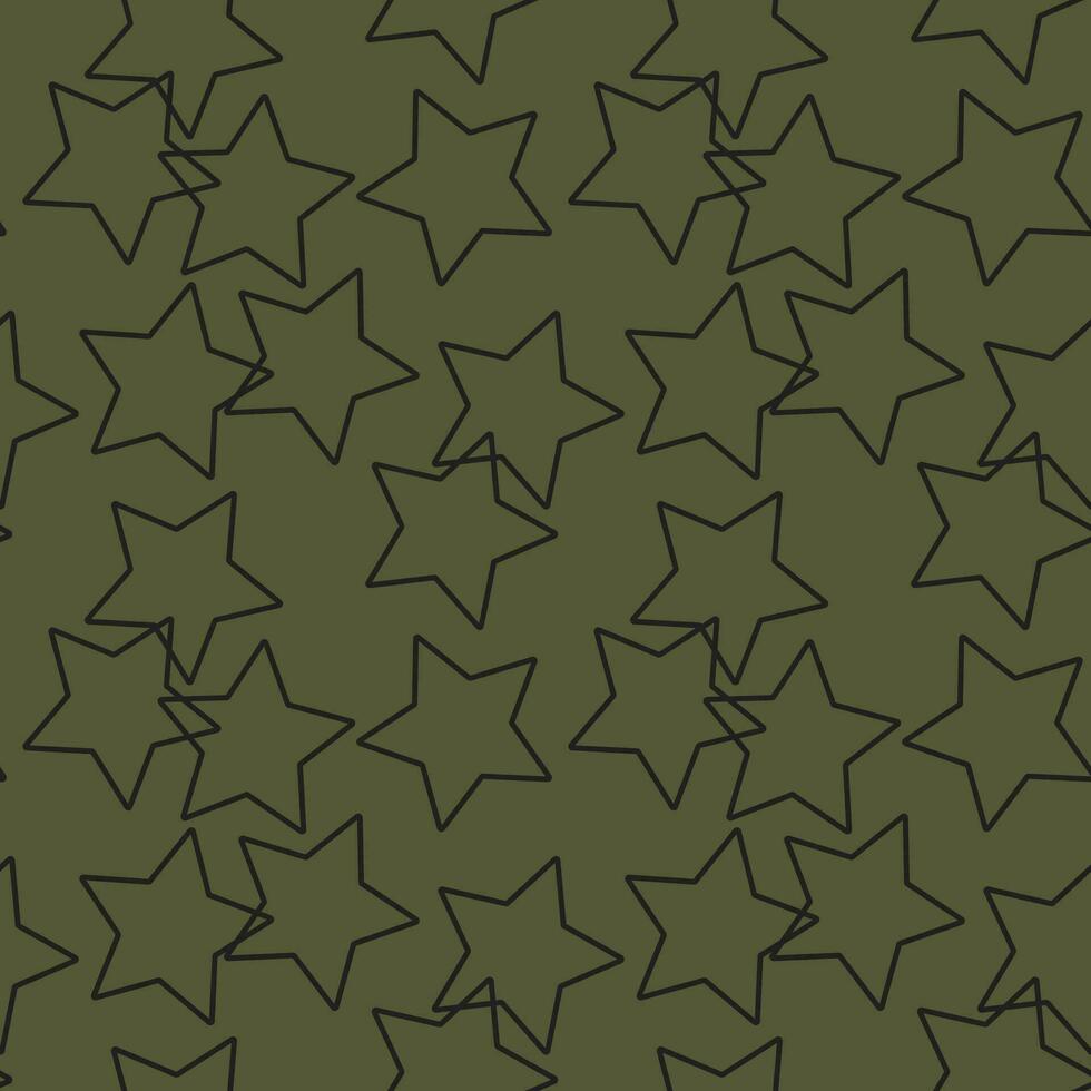 A seamless pattern of black stars on a green background vector
