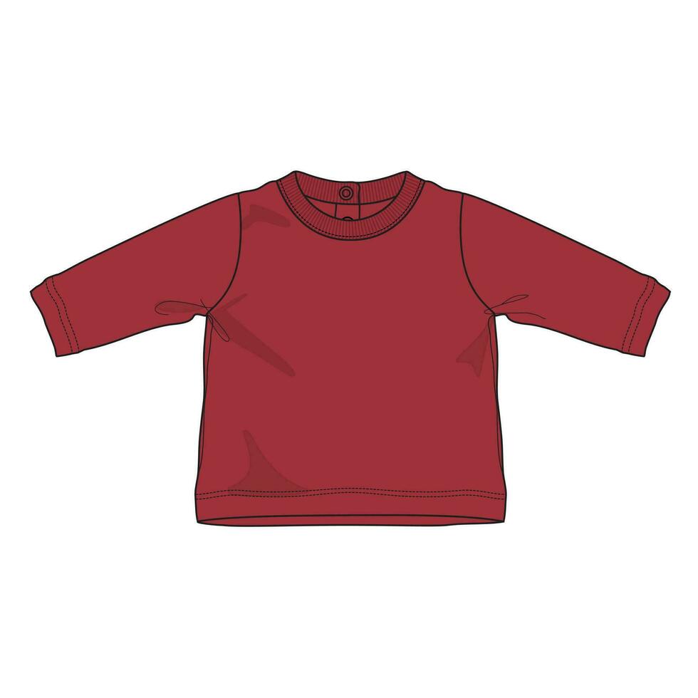 Long sleeve t shirt tops vector illustration Red color template for kids