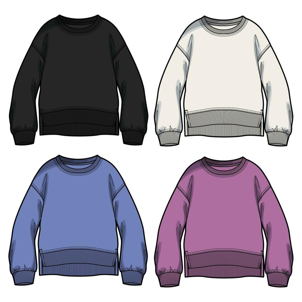 Different colors sweatshirt vector illustration template for women's