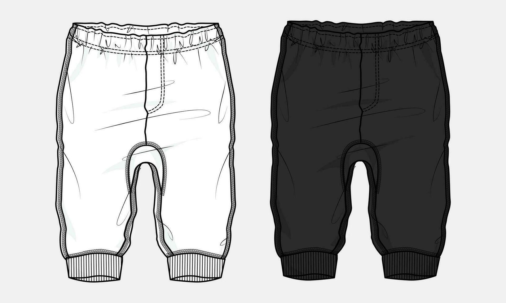 Sweatpants technical drawing  fashion flat sketch vector illustration template for kids