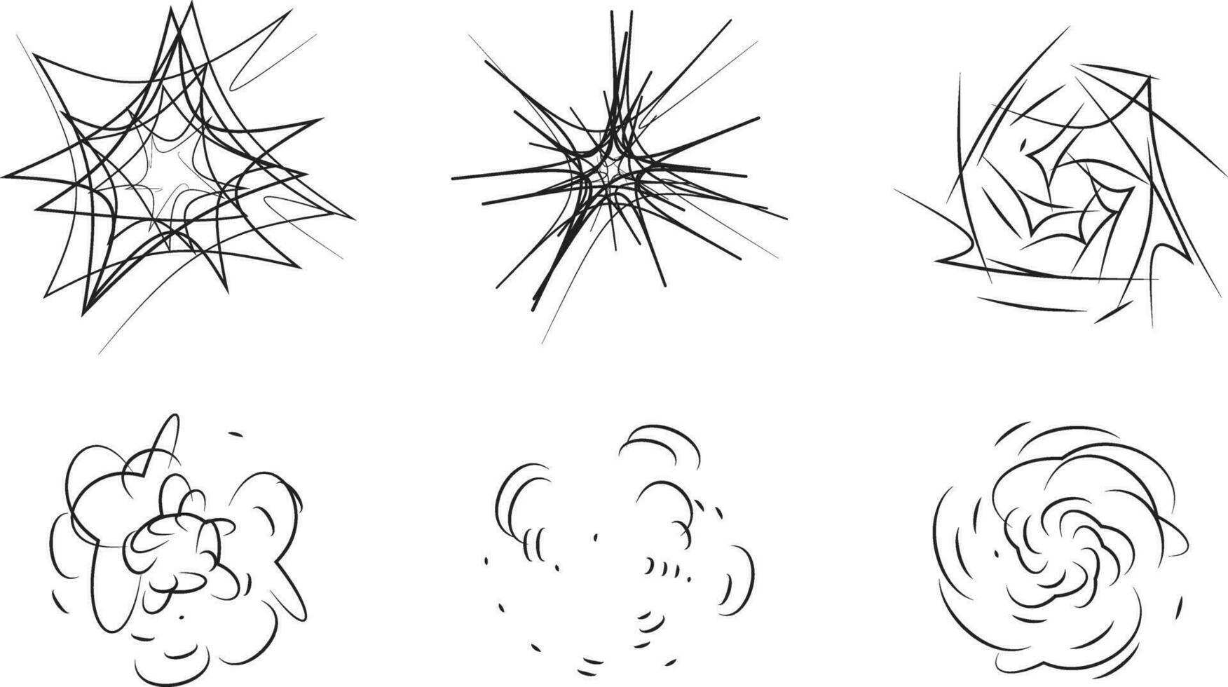 Swirl design elements. Abstract curve cartoon graphic design. Set of twist circular vortex vector