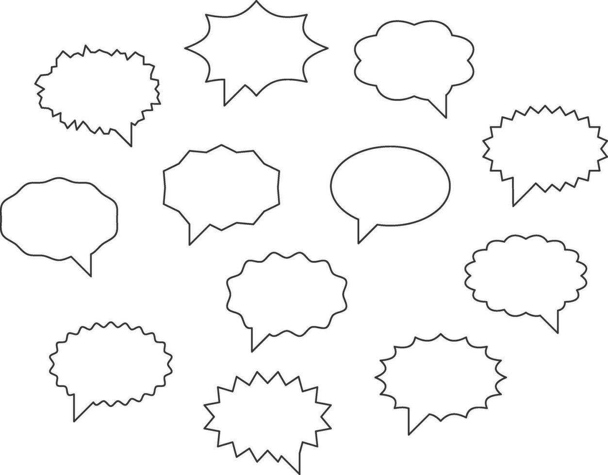 Set talk bubbles speech vector. Blank empty bubble icon design elements. Chat on line symbol template. Collection dialogue balloon stickers silhouette. vector
