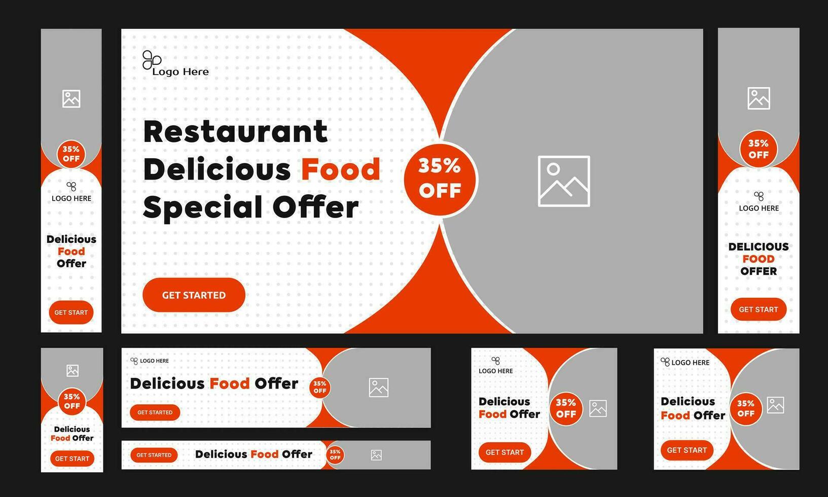 Customizable vector web set banner design for social media post, restaurant food offer design, fully editable vector eps 10 file format