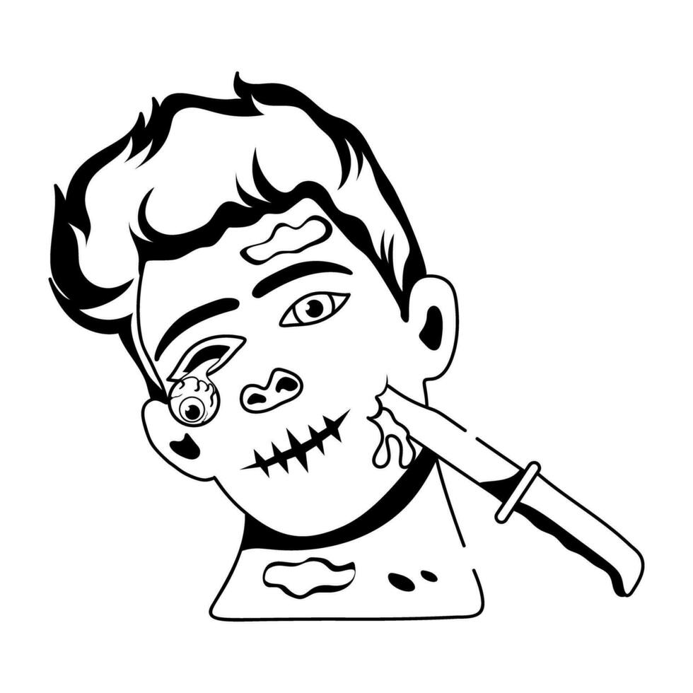 Trendy Zombie Head vector