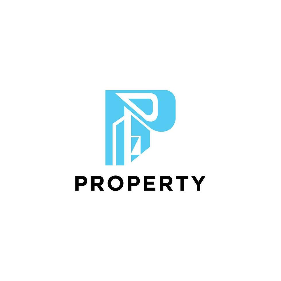 Letter P building design logo for a building style property in the city center vector