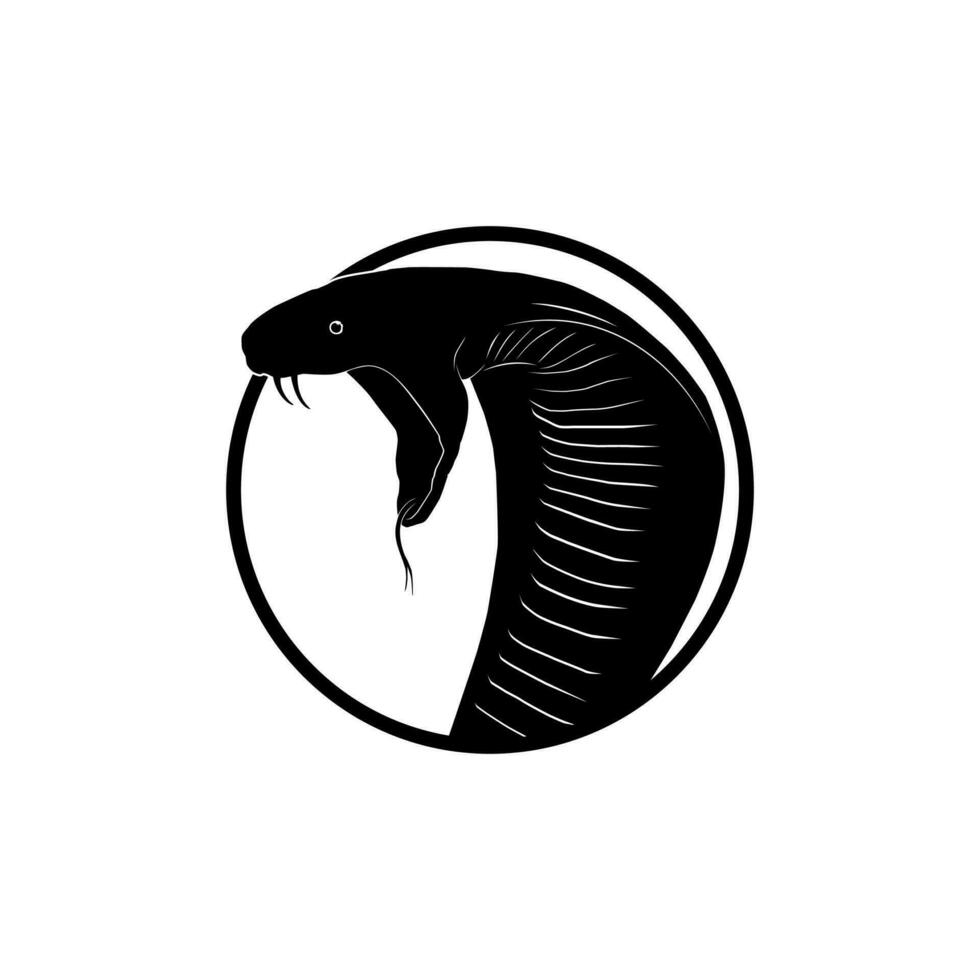 King Cobra Silhouette on the Circle for Logo Type. Vector Illustration