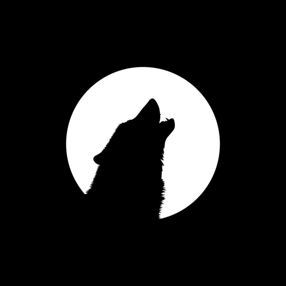 silueta de el lobo aulló en el lleno Luna circulo forma, luz de la luna, para logo tipo, Arte ilustración, pictograma o gráfico diseño elemento. vector ilustración