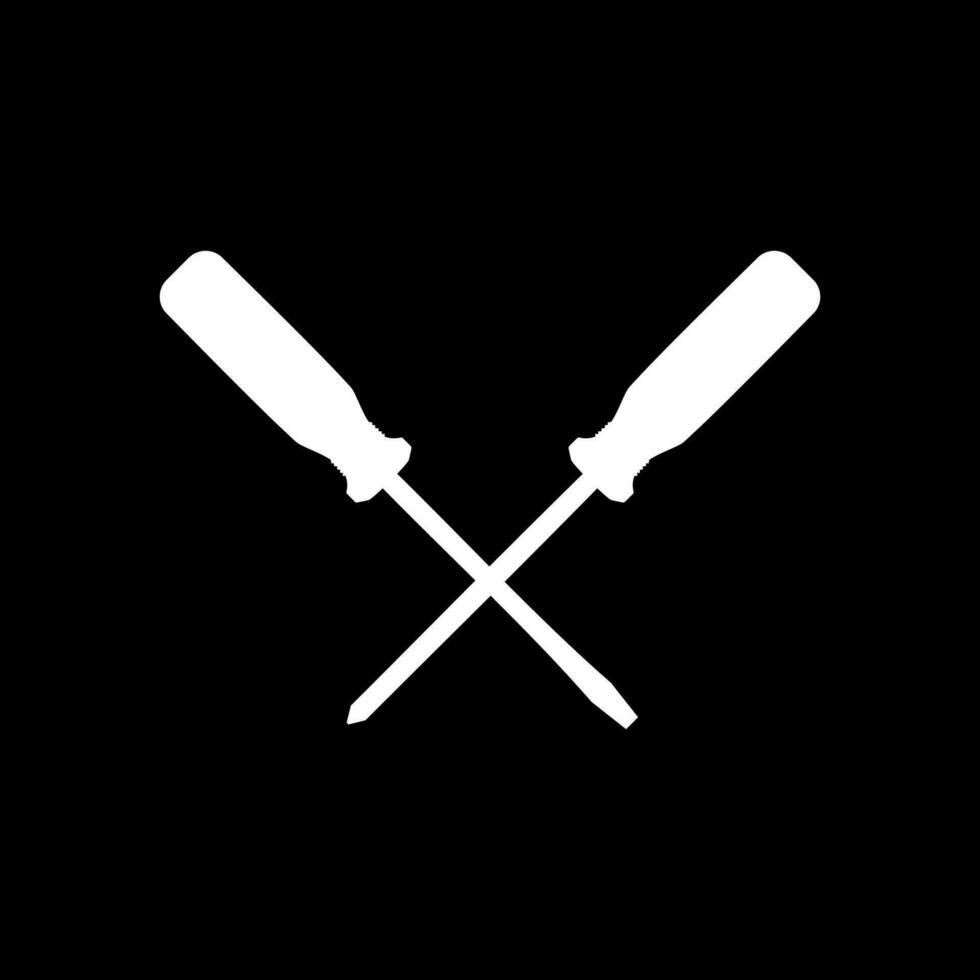 Pair of the Plus or Positive and Minus or Negative Screwdriver Silhouette, Flat Style, can use for Art Illustration, Logo Gram, Pictogram, Website, Apps, or Graphic Design Element. Vector Illustration