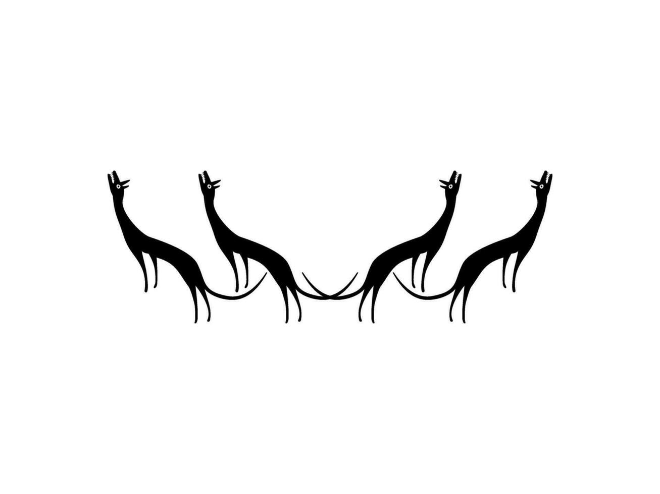 A Pack of Wolves, Naive Illustration, can use for Logo Gram, Art Illustration, Decoration, Ornate or Graphic Design Element. Vector Illustration