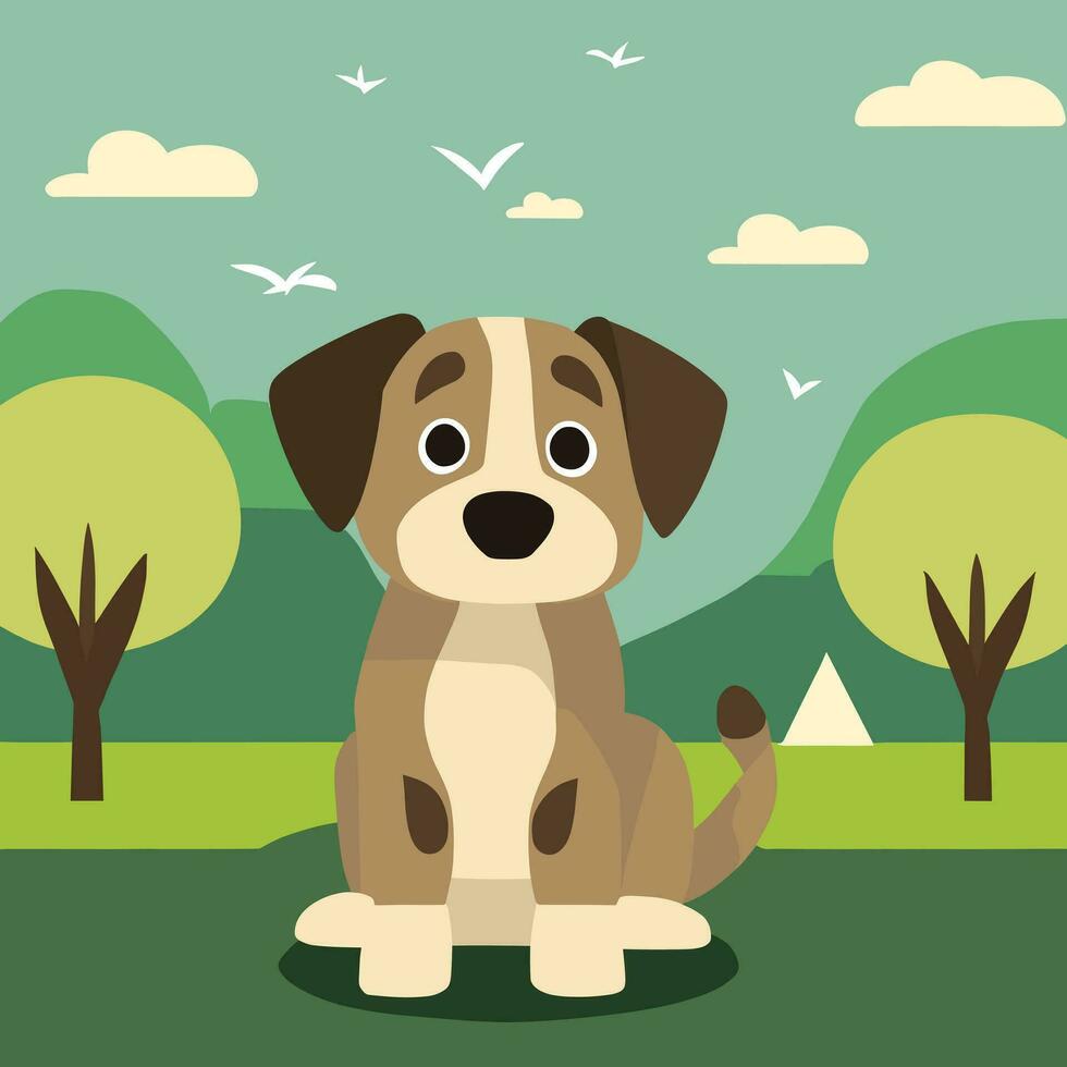 Hand drawn cartoon puppy illustration vector