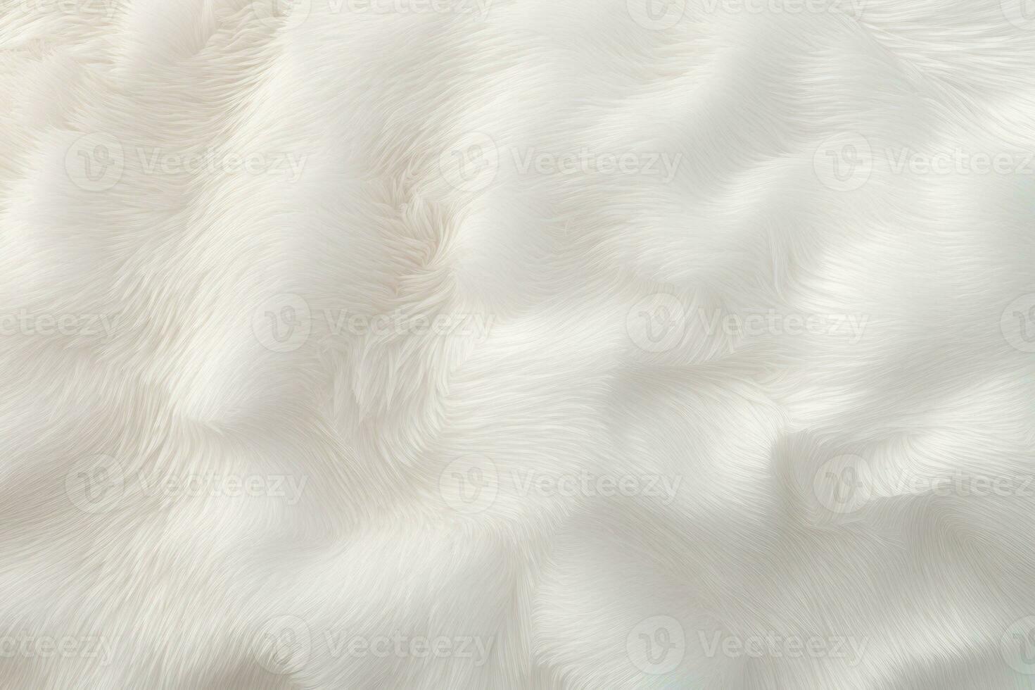 AI generated White fur texture. Long shaggy fluffy soft cozy fur, pile. Polar bear fur. Fur of white long haired dog, rabbit, cat, sheep. Design, fashion, print, textile, blanket, rug. Copy space. photo