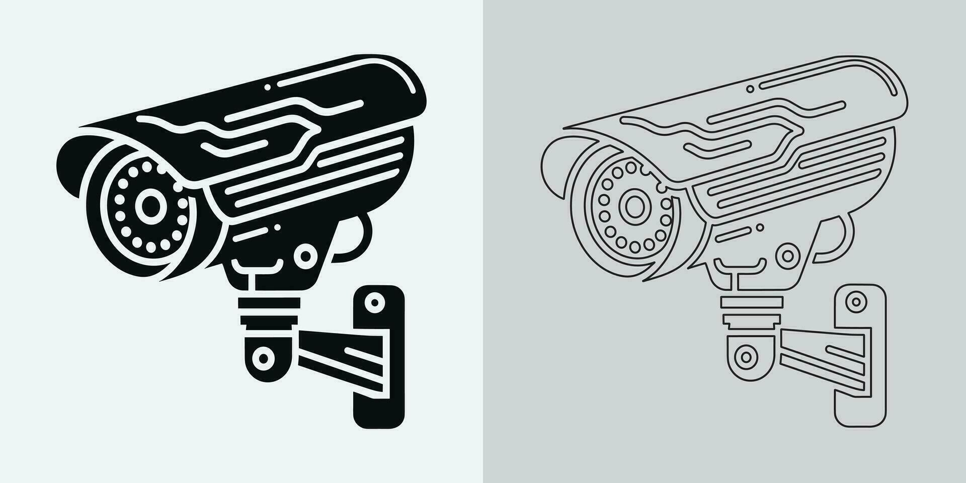 Set of security or surveillance camera icons. CCTV camera icon, Vector Graphics. Wireless security camera icon. Black icon illustration for CCTV camera isolated on white background