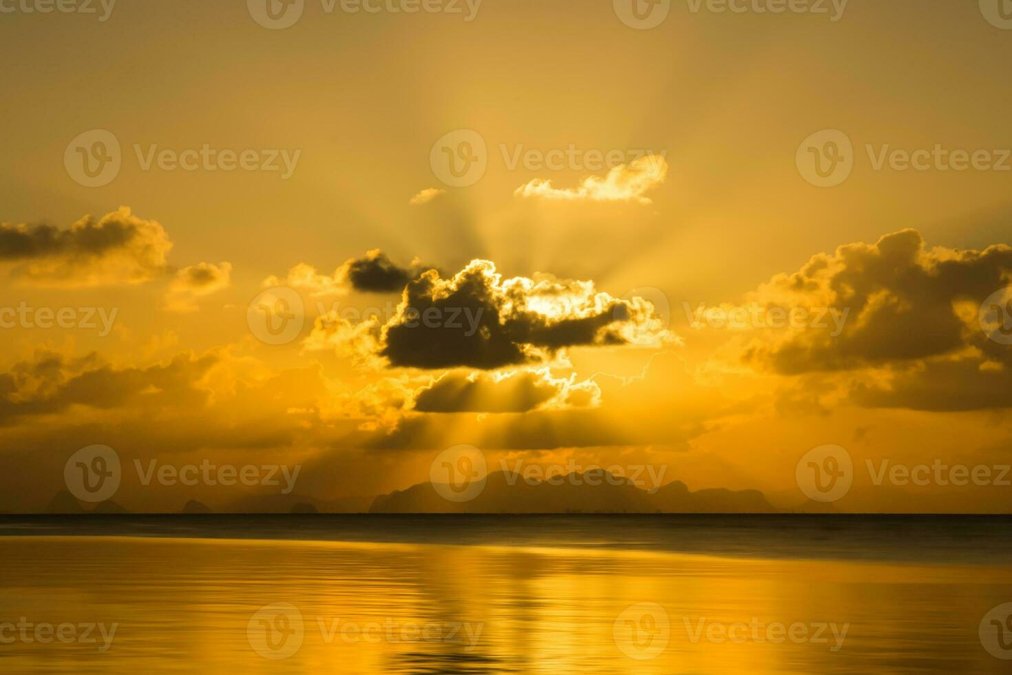 Sunset sky on the lake in south of Thailand., unfocused image. photo